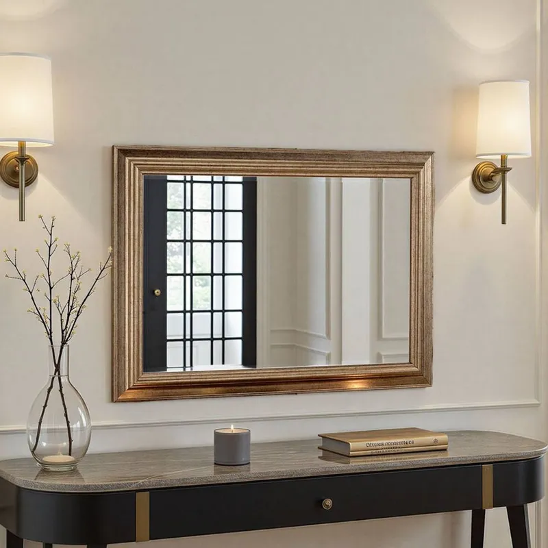 Yearn Mirrors Unisex Classic Champagne Framed Bevelled Wall Mirror in Gold Gold female