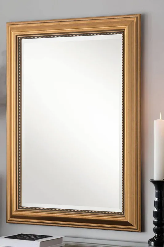 Yearn Mirrors Unisex Classic Gold Beaded Mirror 131x108cm Gold female