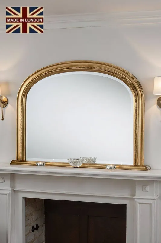 Yearn Mirrors Unisex Diana Overmantle Arched Gold Bevelled Mirror Gold One Size female