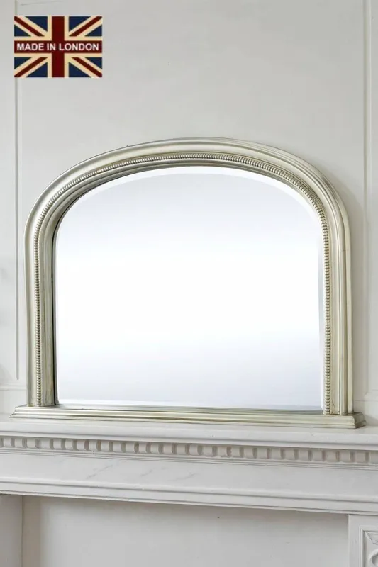 Yearn Mirrors Diana Overmantle Arched Silver Bevelled Mirror - Silver - Size: One Size