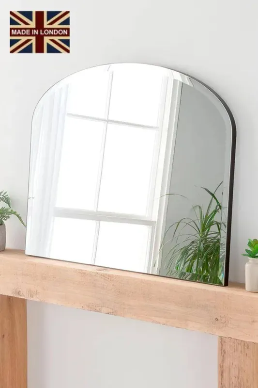 Yearn Mirrors Minimal Bevelled Mantle Mirror Black 91(w) x 69cm(h) Black
