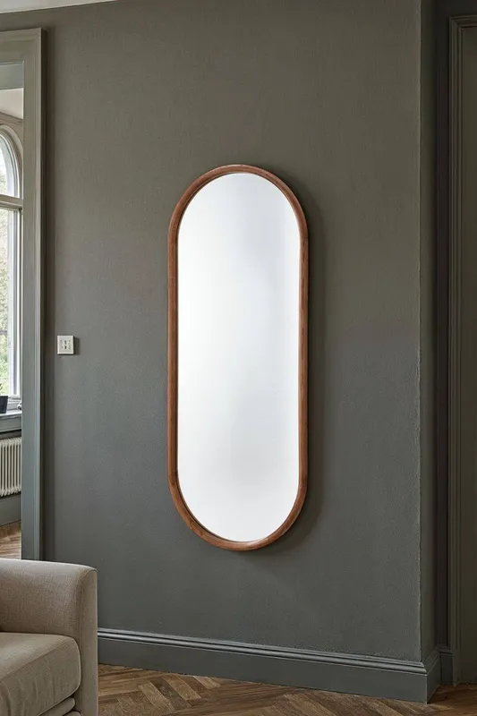 Yearn Mirrors Quebec Walnut Full Length Oval Mirror - Walnut - Size: One Size