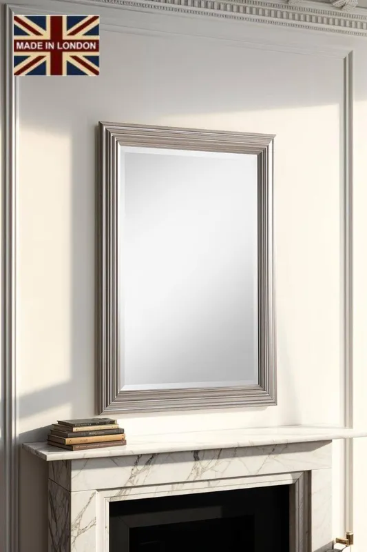 Three Posts Burdick Glass Framed Wall Mounted Accent Mirror in Champagne Champagne 75cm H x 128.5cm W