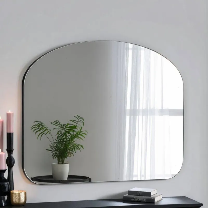 Yearn Mirrors Unisex Soho Curved Overmantle Mirror in Black Black female