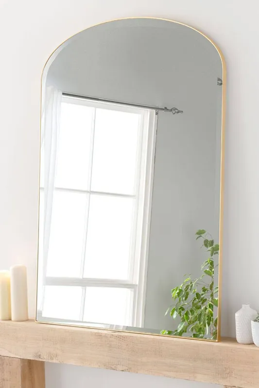 Yearn Mirrors Yearn Simplicity Mantle Mirror Bevelled 92(w) x 121cm(h) Gold in Metallic Gold - Metallic Gold