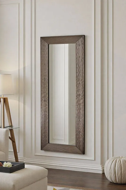 Yearn Mirrors Wave Tall Bronze Framed Bevelled Wall Mirror - Bronze
