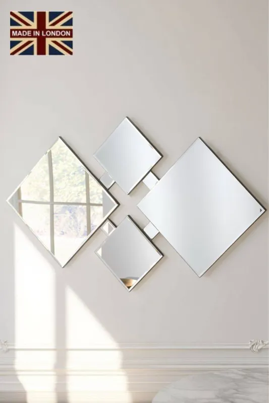 Yearn Mirrors Yearn art deco Bevelled mirror 122x74cm in Black - Black