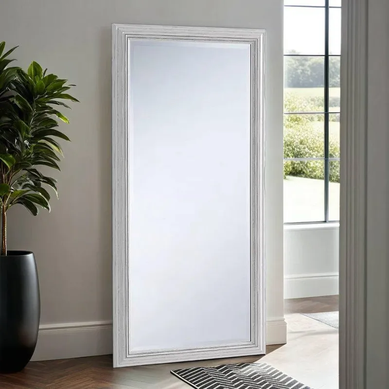 Yearn Mirrors Yearn Distressed White Framed Wall Mirror 166.5x75cm Size: 166.5x75 cm White 166.5x75 cm