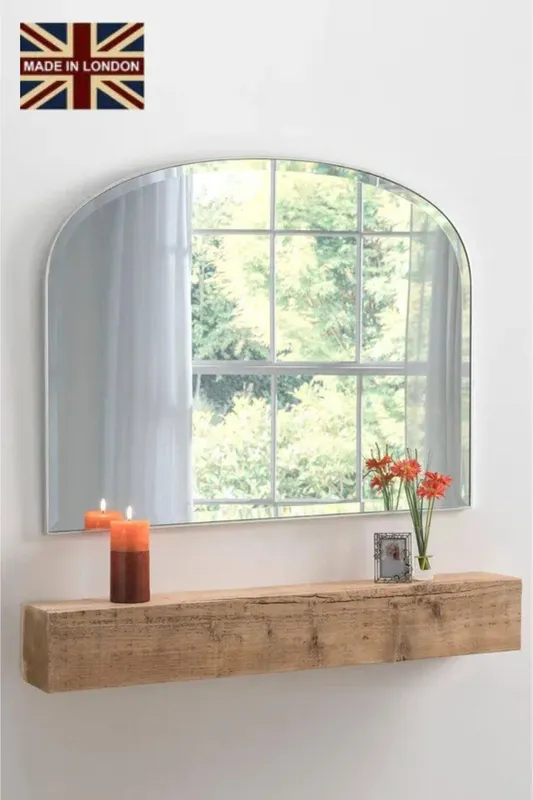 Yearn Mirrors Yearn Simplicity Mantle mirror Bevelled Silver 92(w) x 71cm(h) in Metallic Silver - Metallic Silver