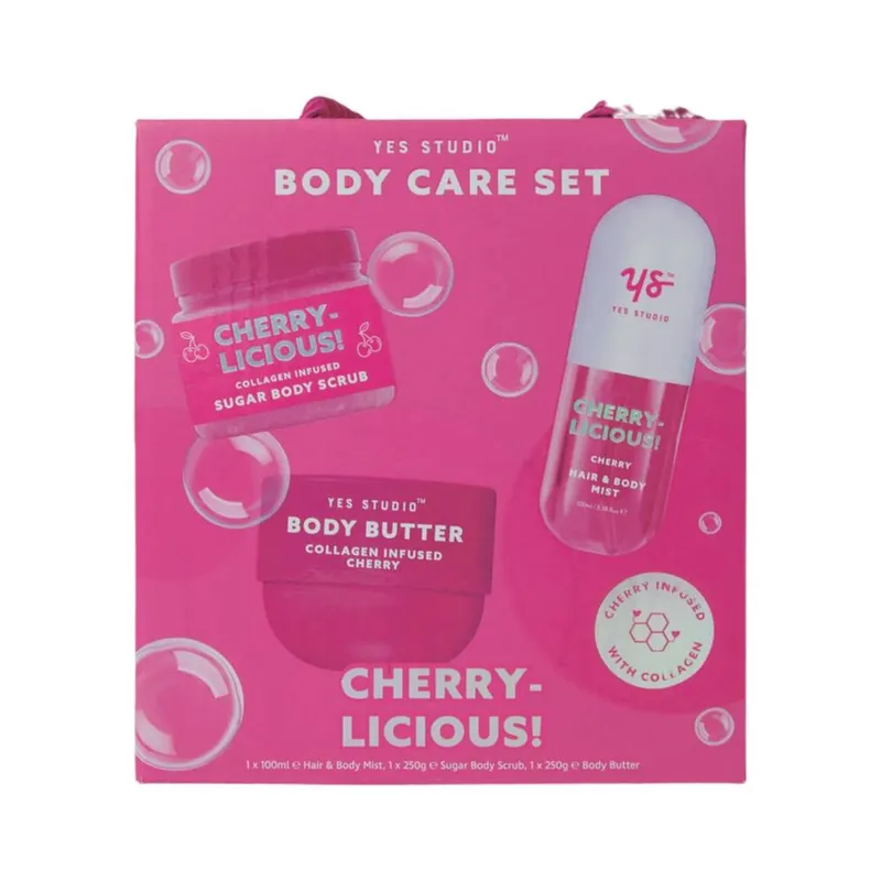 Yes Studio Cherry-licious Body Care Set in Pink Pink