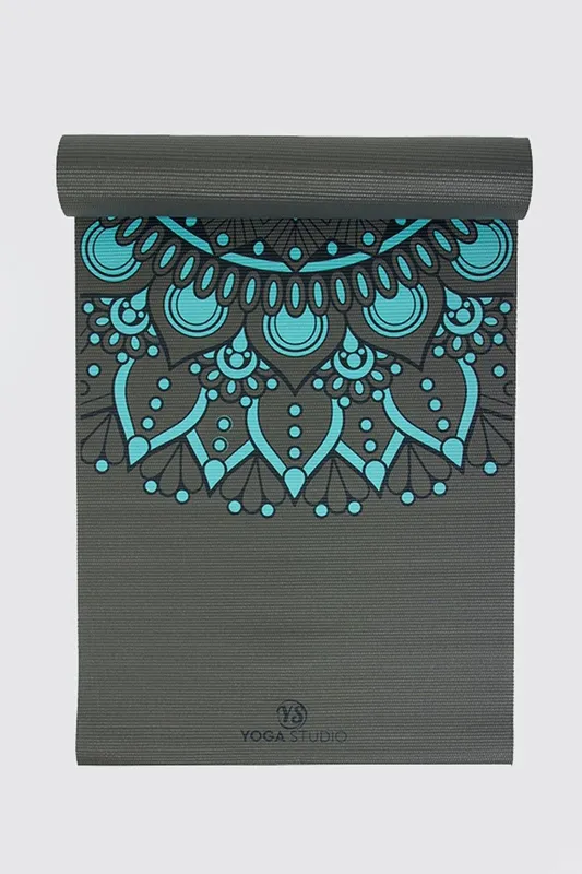 Yoga Studio Grey Mandala Designed Yoga Mat 6mm Multicolor