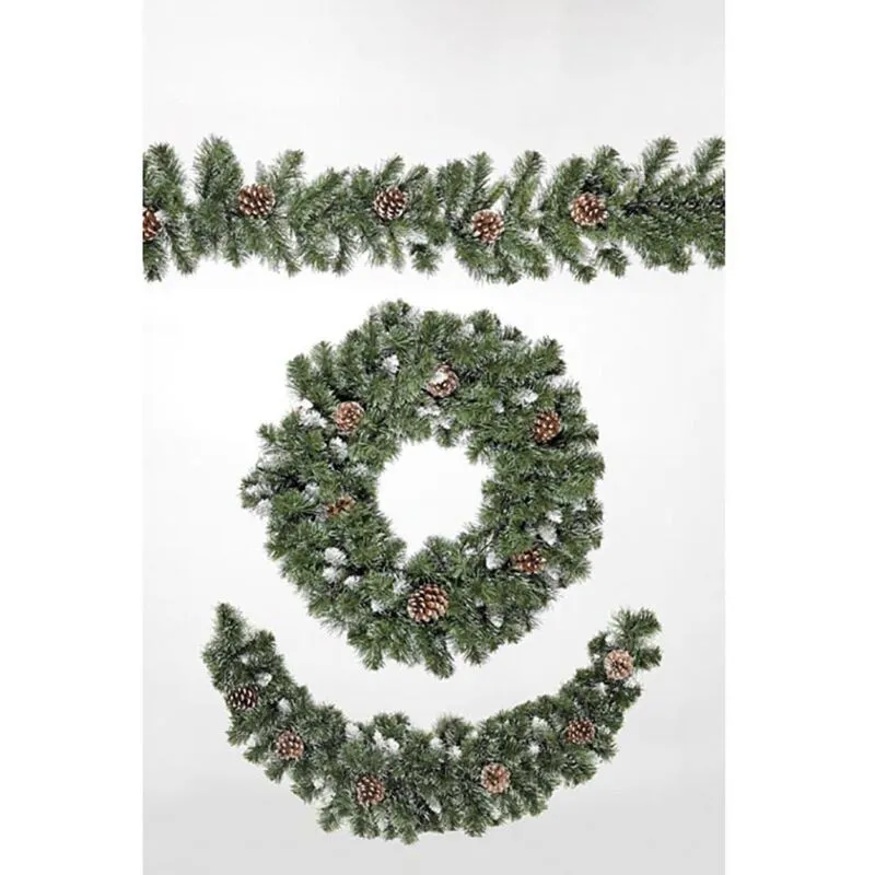 1 270cm (9ft) x 25cm Snow Tipped King Fir Christmas Garland with Pine Cones