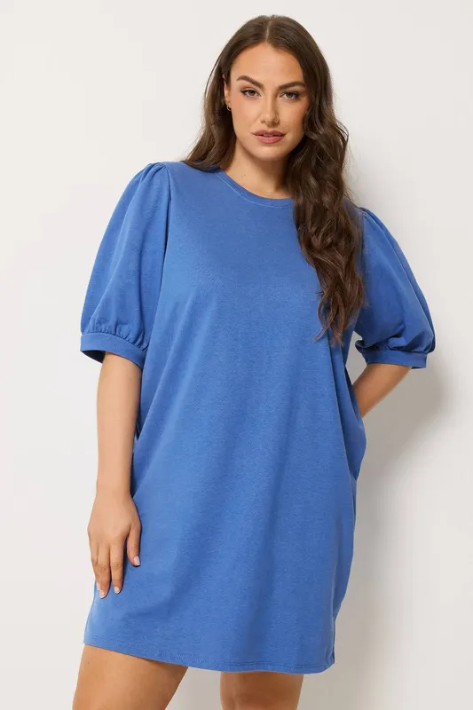 Yours Women's Balloon Sleeve Dress in Blue Size: 18 - Blue - Size: 18