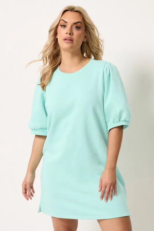 Yours Women's Balloon Sleeve Dress in Mint Size: 16 - Mint