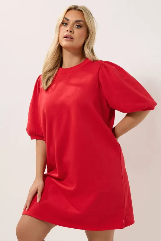 Yours Women's Balloon Sleeve Dress in Red Size: 18 - Red - Size: 18