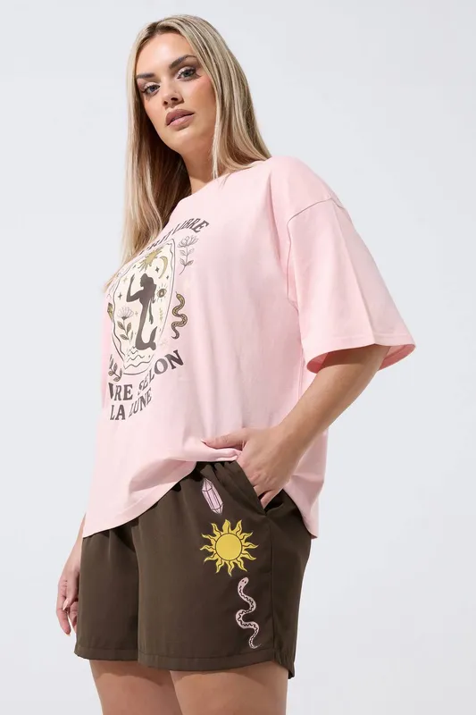 Yours Women's Celestial Print Shorts in Chocolate Size: 20 Chocolate 20