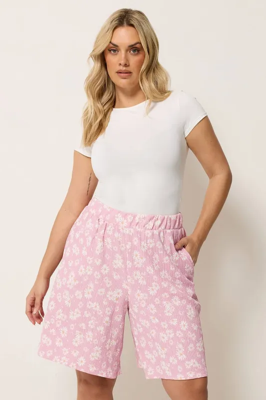 Yours Women's Daisy Jersey Shorts in Light Pink Size: 34-36 - Light Pink - Size: 34-36