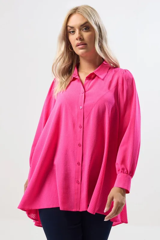 Yours Women's Dipped Hem Shirt in Pink Size: 16 Pink