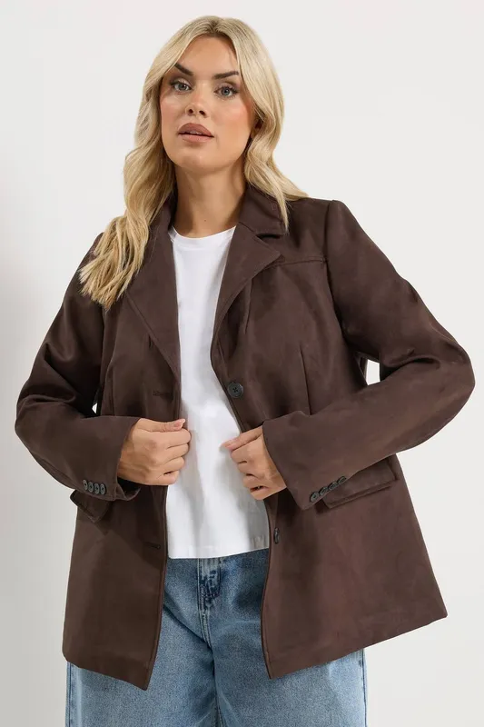 Yours Women's Faux Suede Blazer in Chocolate Size: 24 Chocolate 24