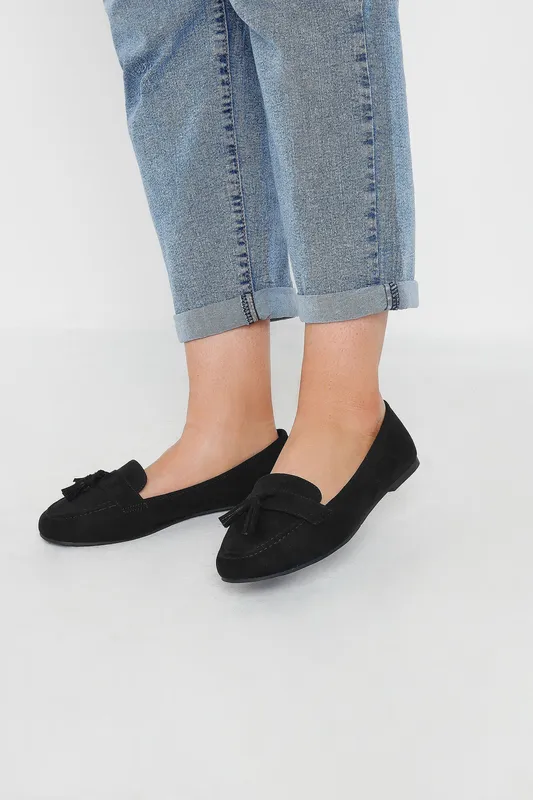 Yours Women's Faux Suede Loafers in Black Size: 6EEE - Black