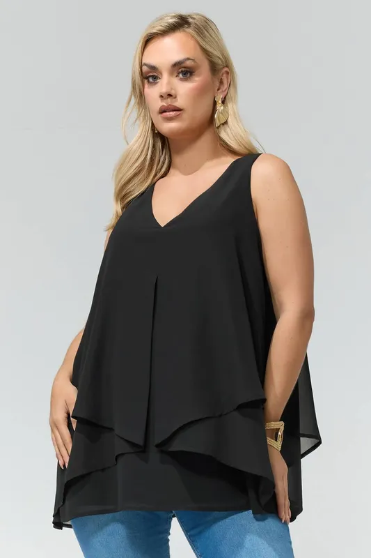 Yours Women's Layered Blouse in Black Size: 18 - Black
