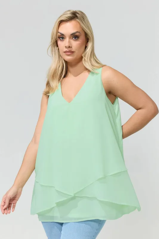 Yours Women's Layered Blouse in Mint Size: 18 Mint 18