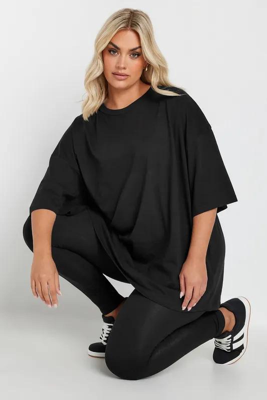 Yours Women's Oversized T-Shirt in Black Size: 16 Black 16