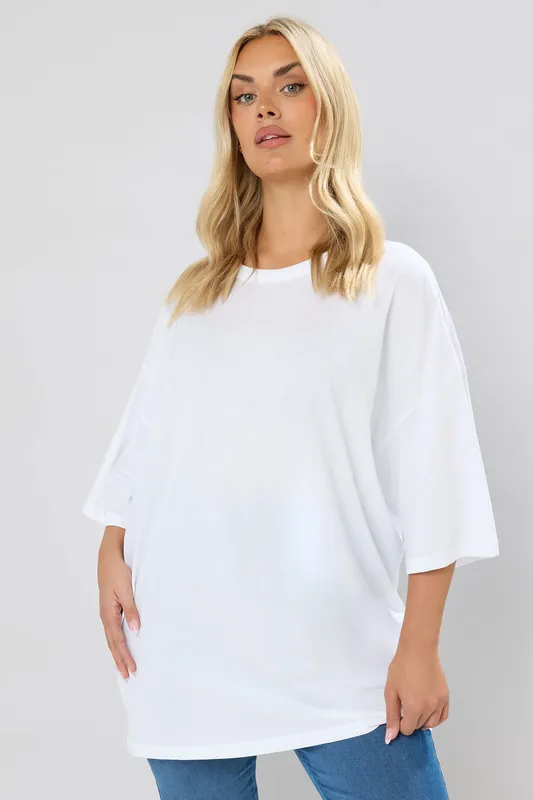 Yours Women's Oversized T-Shirt in White Size: 18 White 18