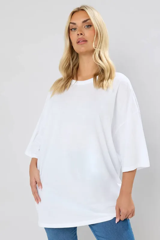 Yours Women's Oversized T-Shirt in White Size: 20 - White