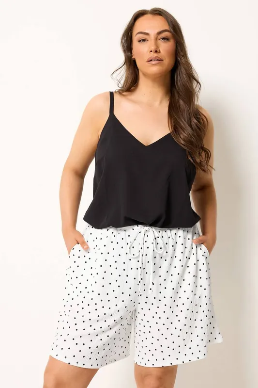 Yours Women's Polka Dot Shorts in White Size: 16 White 16