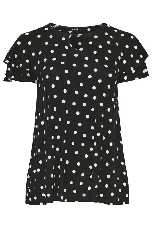 Yours Women's Polka Dot Top in Black Size: 16 Black 16