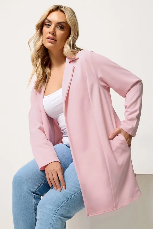 Yours Women's Scuba Blazer in Baby Pink Size: 16 - Baby Pink - Size: 16