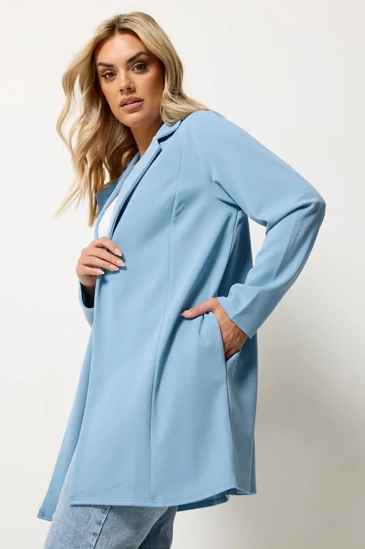 Yours Women's Scuba Blazer in Pale Blue Size: 22 Pale Blue