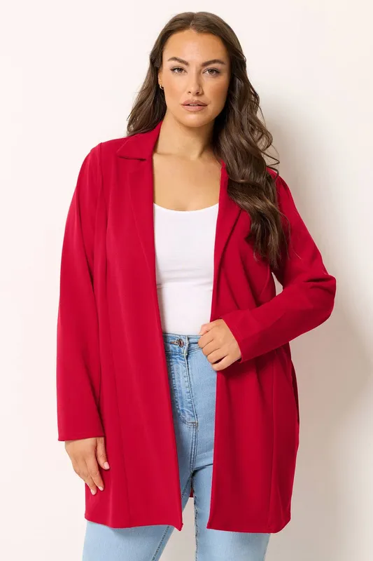 Yours Women's Scuba Blazer in Red Size: 28 - Red