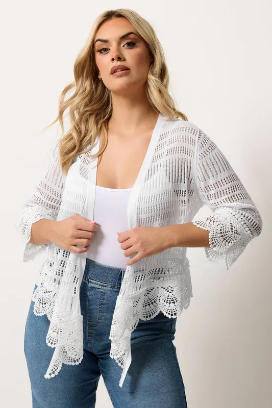 Yours Women's Waterfall Cardigan in White Size: 18-20 White 18-20