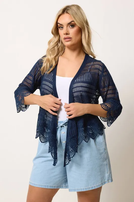 Yours Women's Waterfall Cardigan in Dark Navy Size: 30-32 Dark Navy 30-32