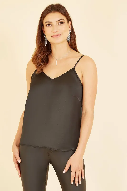 Yumi Women's Black Satin Cami Top Size: 10 - Black - Size: 10