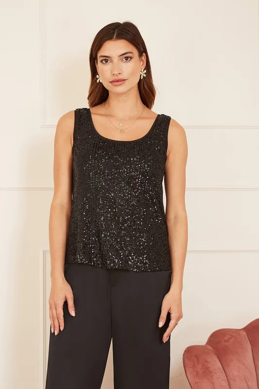 Yumi Women's Black Sequin Vest Size: 8 - Black
