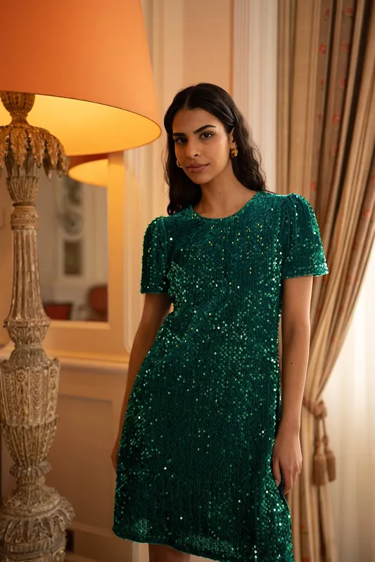 Yumi Women's Green Sequin Tunic Size: 18 - Green - Size: 18