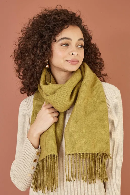 Yumi Women's Green Two Tone Soft Scarf - Green