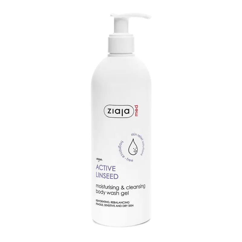 Ziaja Med Active Linseed Moisturising & Cleansing Body Wash Gel 400 ml in White Size: 400ml White 400ml