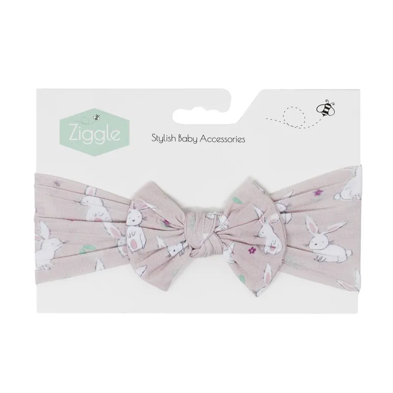 Ziggle Baby Top Bow Turban Headband in Bunnies - Bunnies - Size: One Size