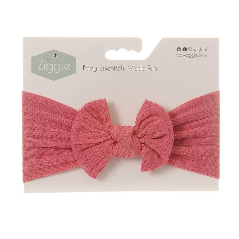 Ziggle Baby Top Bow Turban Headband in Raspberry - Raspberry - Size: One Size