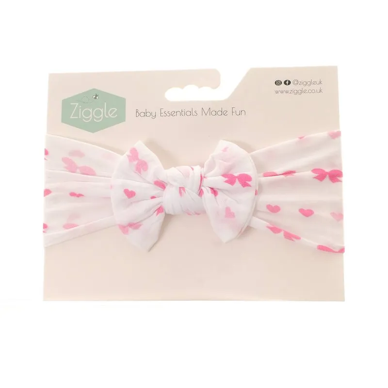 Ziggle Baby Top Bow Turban Headband in Hearts/Bows - Hearts/Bows