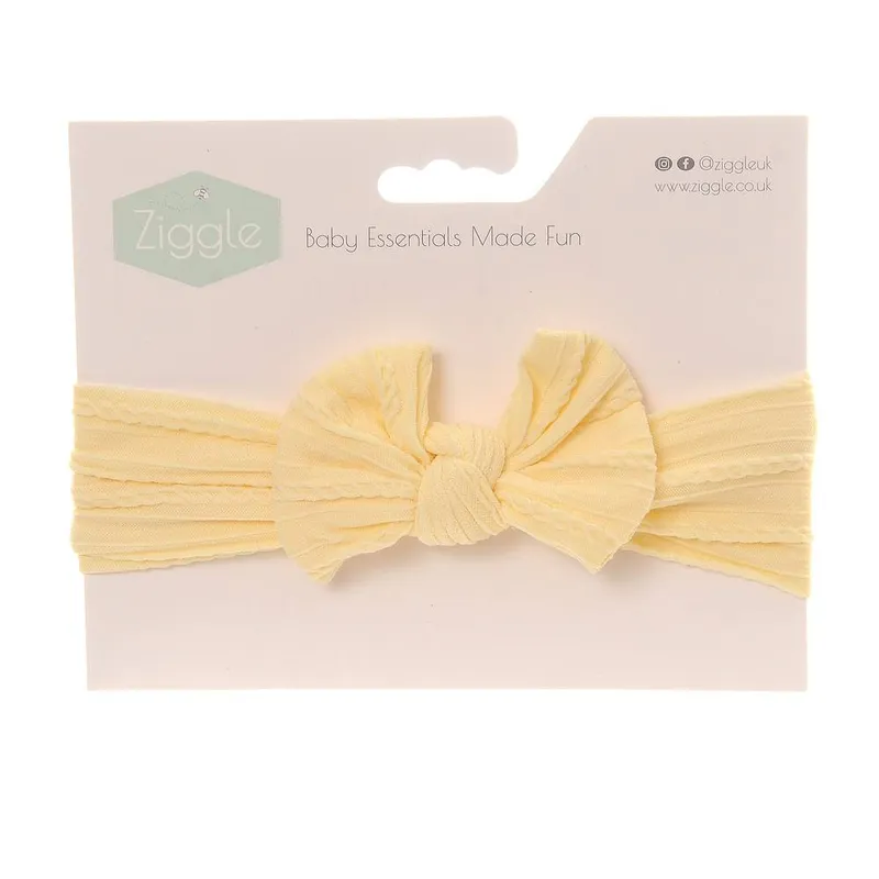 Ziggle Baby Top Bow Turban Headband in Yellow - Yellow