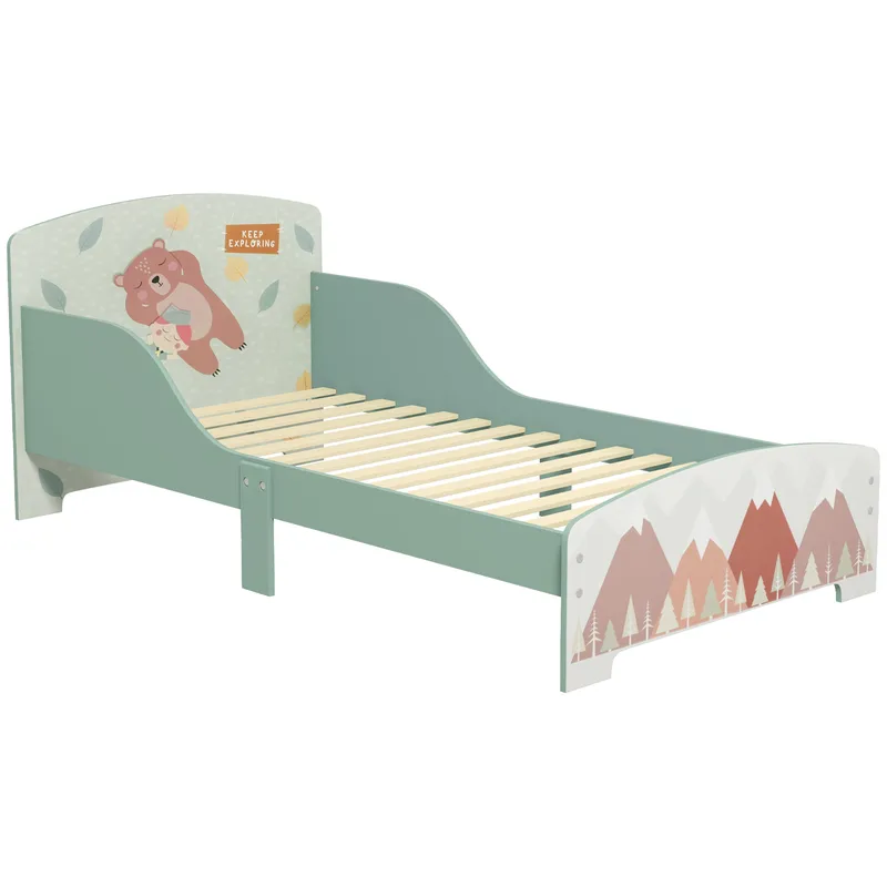 Zonekiz Toddler Bed Frame, Kids Bedroom Furniture for Ages 3-6 Years, Green