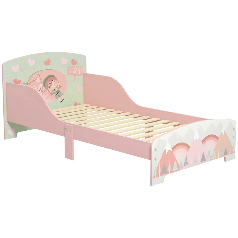 Zonekiz Toddler Bed Frame, Kids Bedroom Furniture for Ages 3-6 Years, Pink Aosom UK