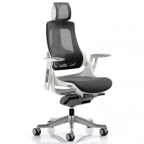 Zure Executive Chair Charcoal Mesh With Arms With Headrest